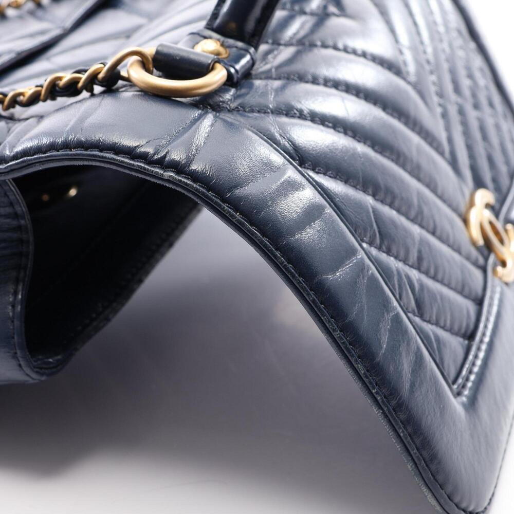 Chanel Chevron V-stitch Top Handle 2-Way Shoulder Bag/Handbag Leather Women's... - Picture 8 of 10